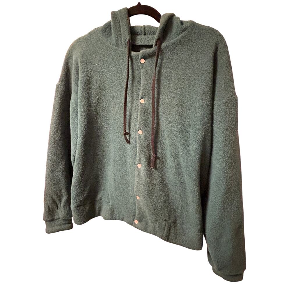 Forest Green Fleece Jacket - Snap Buttons, Cozy & Cool